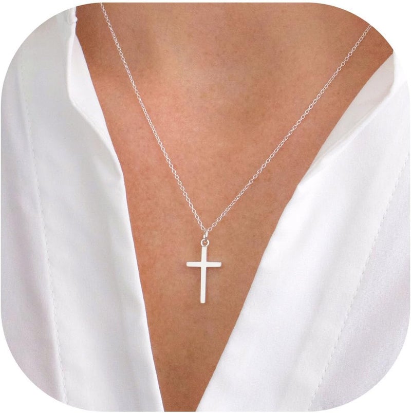 MONOZO Cross Necklace for Women, 14K Gold Plated, 16+2'/18+2' inches, Gold Cross Necklaces for Women, Trendy Gold Jewelry Gifts for Women - Image 1